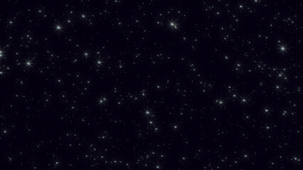 Cosmic starry sky with twinkling stars. Starry night, glowing shinning stars, twinkle stars at sky, dark background animation 4k footage.