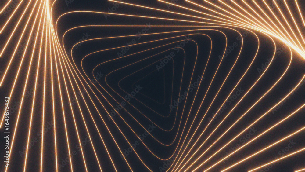 Poster abstract triangle shape pattern animation background, glowing animated lines in orange neon colors, 