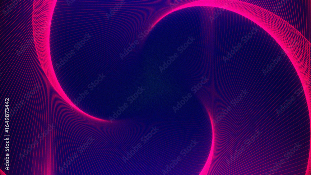 Poster beautiful abstract lines of triangles moving. background futuristic twisted tunnel with neon lights.