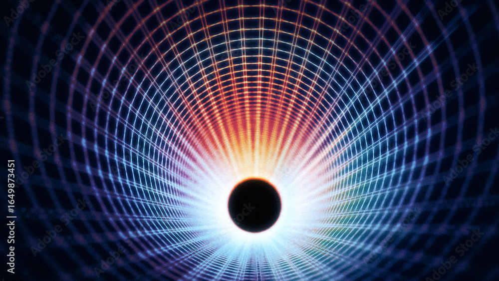 Poster abstract colorful background rotating, tunnel animation with grain effect