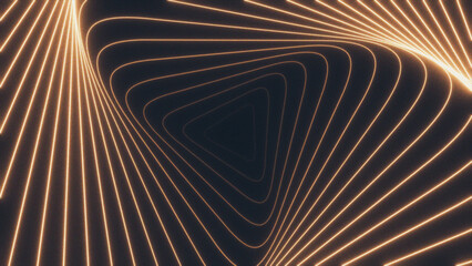 Abstract triangle shape pattern animation background, glowing animated lines in orange neon colors, futuristic 3D animation, 4K