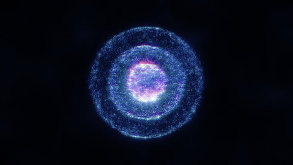 Blue aesthetic energy orb background animation. 3d abstract energy sphere ball on dark background. Science, technology, innovations, Universe