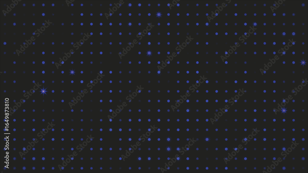 Poster abstract animation with numerous tiny blue dots on a dark gray background, creating a subtle and mod