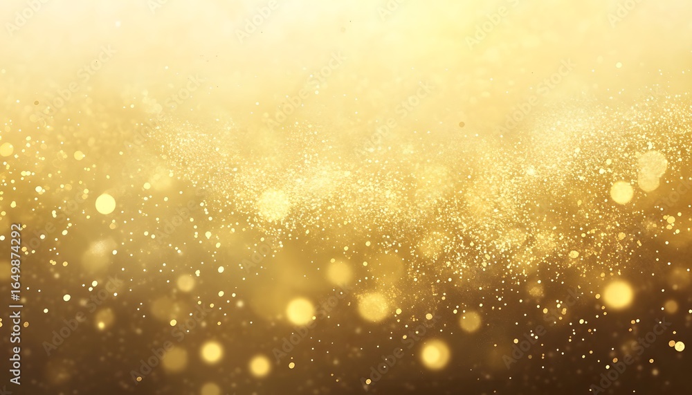 Poster this abstract golden background features a shimmering display of sparkling particles and blurred bok
