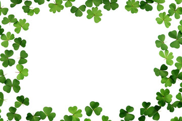 PNG Clover leaves are scattered in the form of a frame backgrounds plant green.