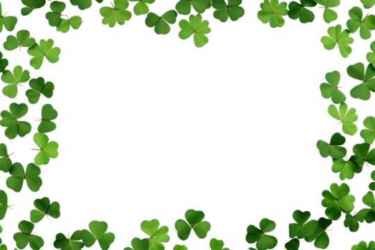 PNG Clover leaves are scattered in the form of a frame backgrounds plant green.