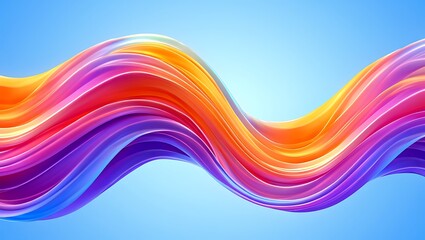 Dynamic Glossy 3D Wave Abstract Background with Orange Purple and Blue Gradient