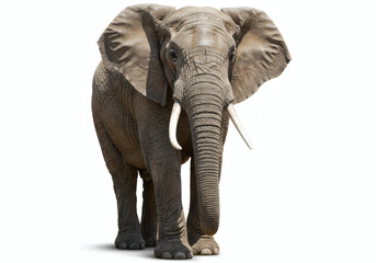 Fototapeta premium Isolated african elephant standing wildlife animal mammal safari trunk tusks