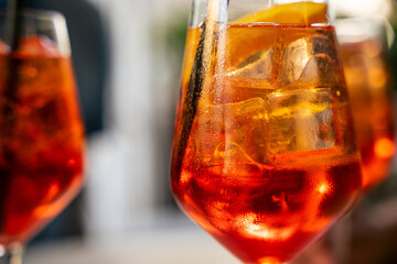 Aperol Spritz with Ice and Orange Slice
