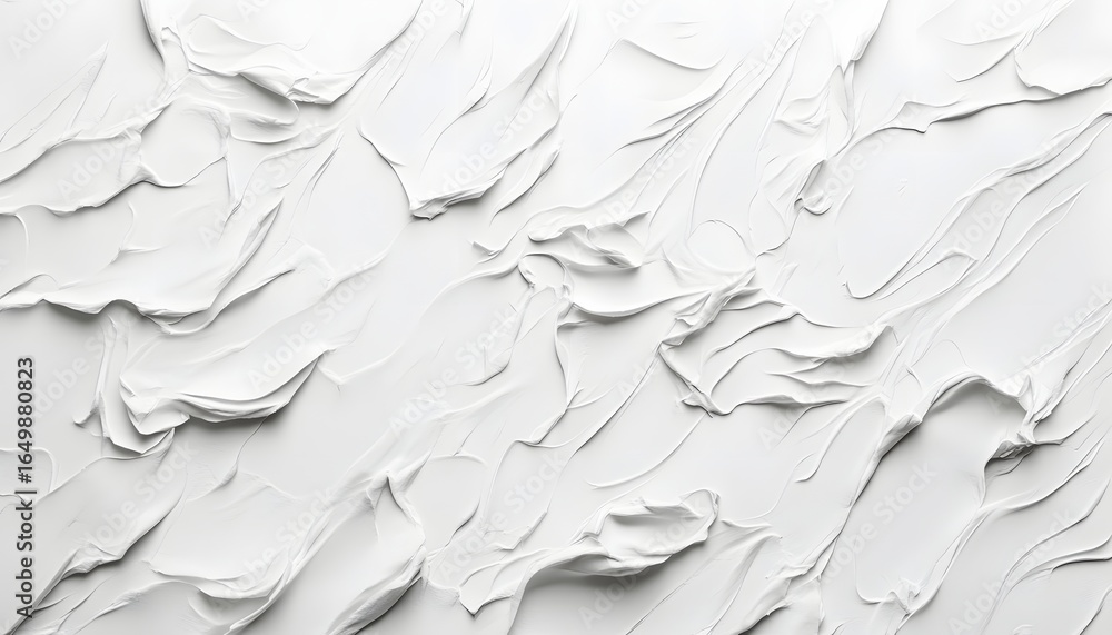Poster this image features an abstract white texture with smooth, flowing lines and soft shadows, creating 