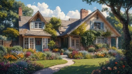 Charming house with vibrant garden