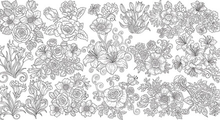 Floral pattern coloring page.