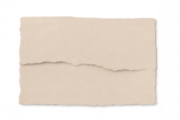 Weathered beige paper featuring ragged edges, layering transparently for textural graphic design elements and creative compositions