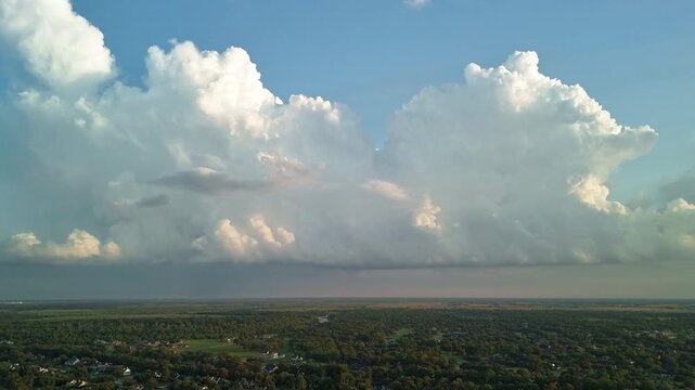 Timelapse Aerial View of Towering Storm Clouds Forming over Southeast Texas