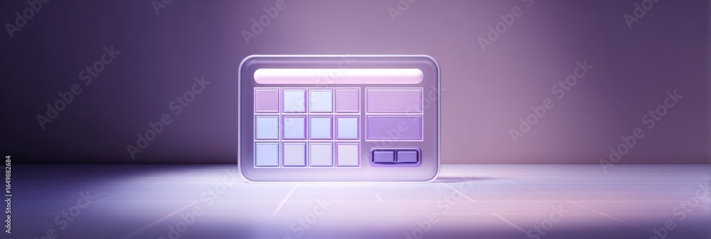 Poster colorful palette design displayed in a modern art setting with purple tones and soft lighting to cre
