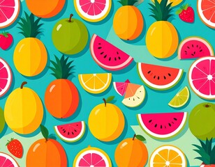  Seamless background with fruits