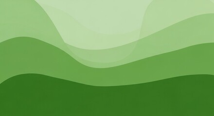 Obraz premium Calm Monochromatic Landscape of Flowing Green Wavy Layers.