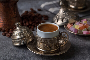 Traditional delicious Turkish coffee or Greek coffee