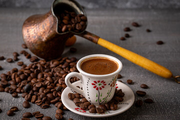 Traditional delicious Turkish coffee or Greek coffee