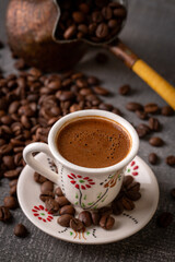 Traditional delicious Turkish coffee or Greek coffee