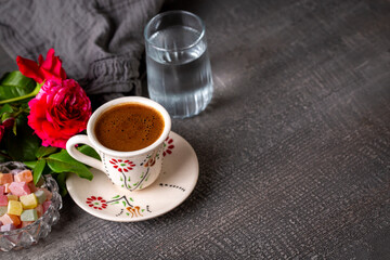 Traditional delicious Turkish coffee or Greek coffee