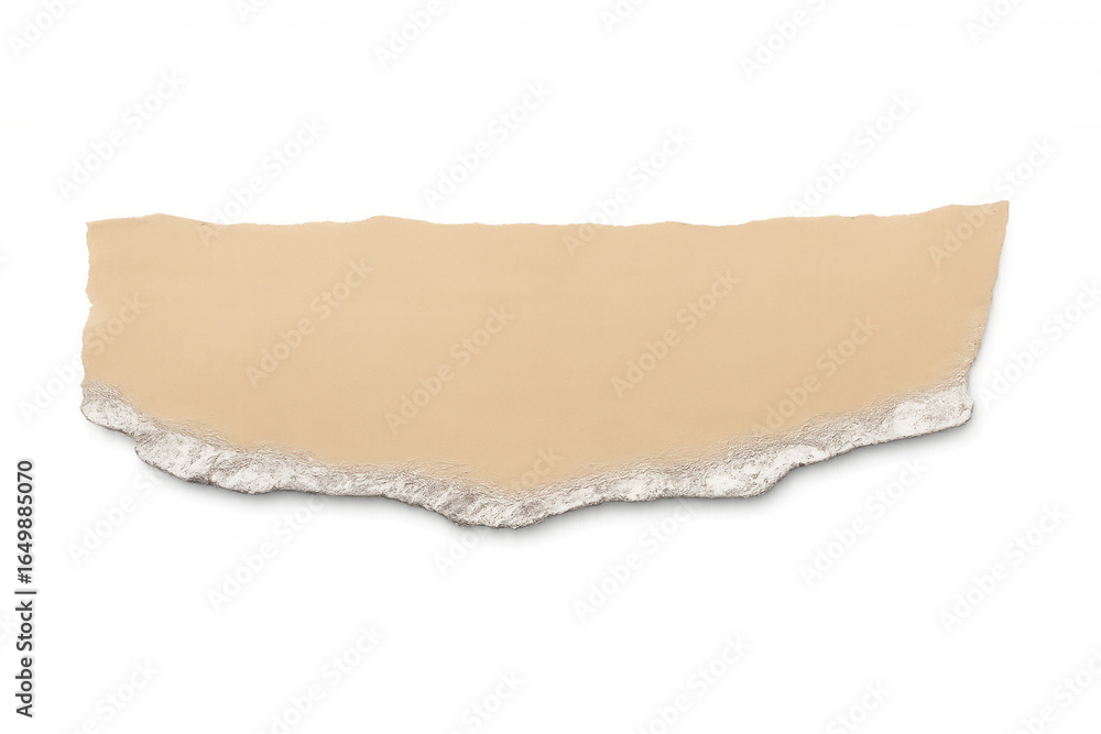 Poster horizontal piece of beige ripped paper with torn edges on a transparent background, creating a simpl