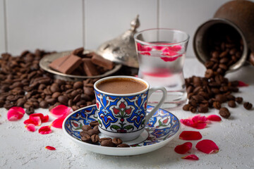 Traditional delicious Turkish coffee or Greek coffee