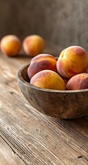Apricots in Rustic Wooden Bowl