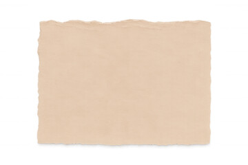 Fototapeta premium Weathered beige paper sheet featuring ragged edges, providing textural vintage backdrop with transparent background for graphic design elements