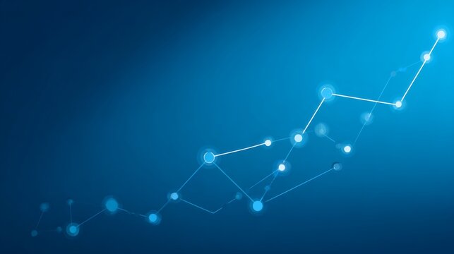 Line Chart against Digital Stock Market Background, Depicting Business Candlestick Trading Concept for Financial Data Presentation, with Dark Abstract Digital Wall Displaying Rising Mon