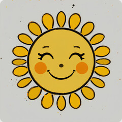 Sweet yellow sun face with cute blush and smile

