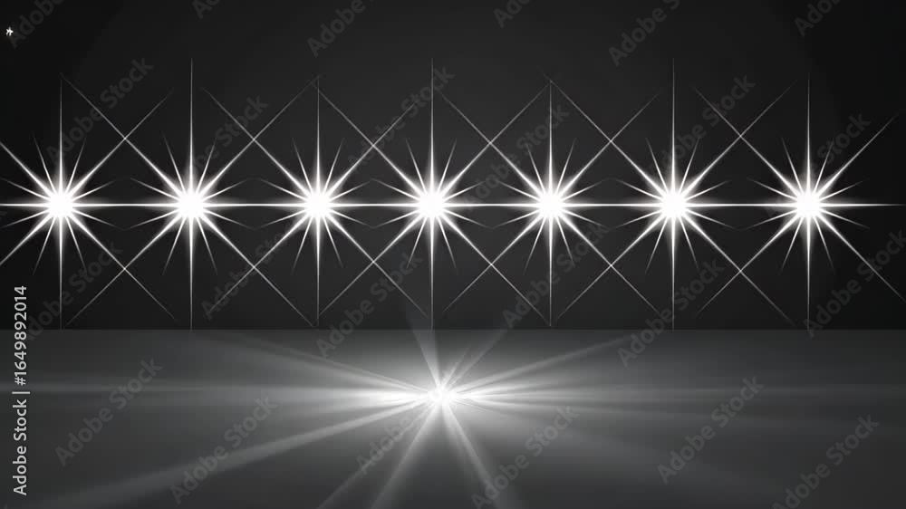 Poster illuminating the horizon: a striking visual narrative, seven radiant points of light converge on a d