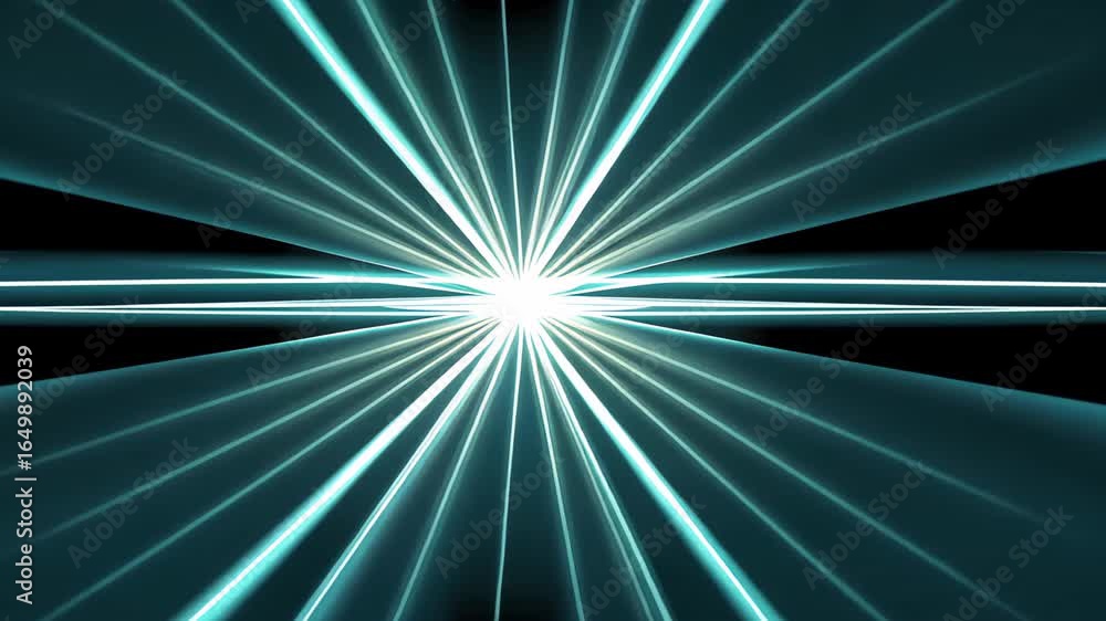 Poster light beam of innovation: a radiant, electric blue light emanating from a central source, creating a
