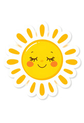Cute yellow smiling sun with playful blush cheeks

