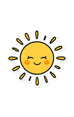 Blushing happy yellow sun with cute smiling face

