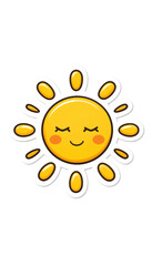 Yellow sun with a cute blush and happy smile

