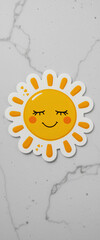 Happy cute yellow sun face with gentle blush

