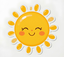 Adorable smiling yellow sun with rosy blush

