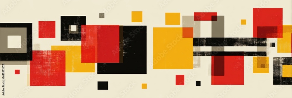 Aufkleber abstract artwork featuring geometric shapes in vibrant colors and contrasting patterns displayed on 