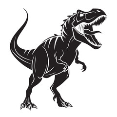 Fototapeta premium Silhouette of a tyrannosaurus rex with its mouth open isolated on white background