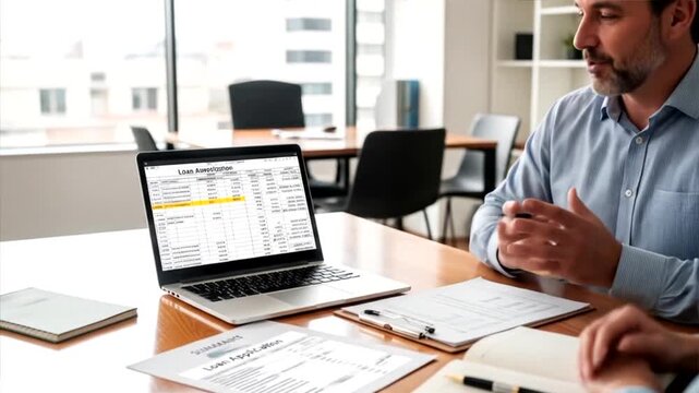 Financial Advisor Showing Loan Amortization to Client