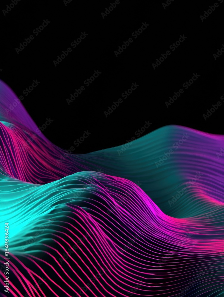 Aufkleber dynamic waves of vibrant colors flowing smoothly in a dark space showcase intricate patterns and vis