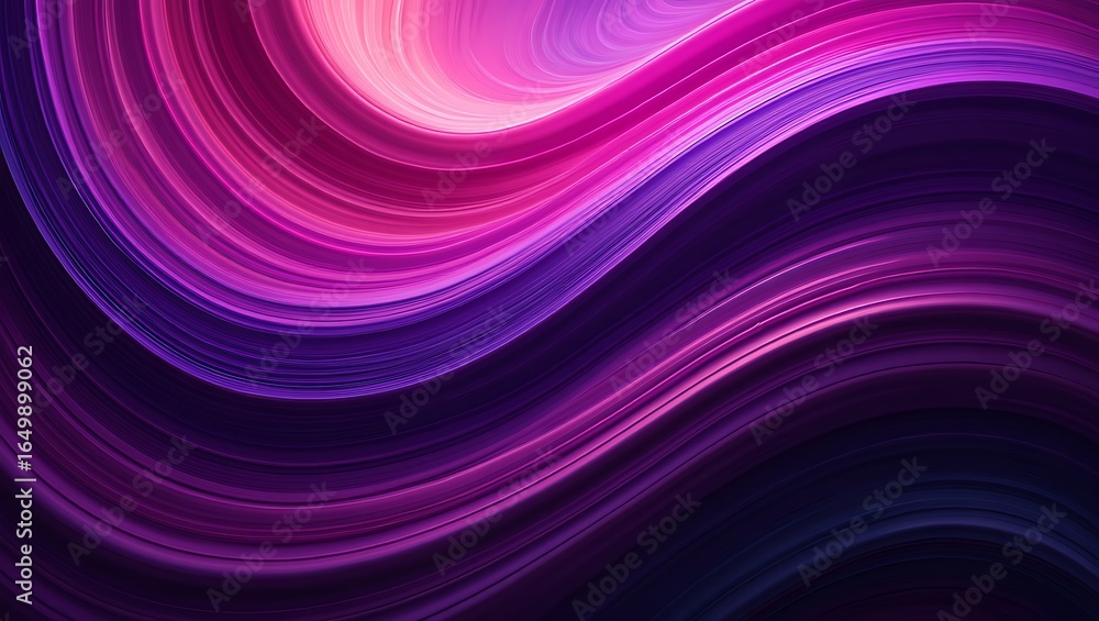 Poster dynamic abstract background with luminous purple and pink wavy lines creating a sense of motion