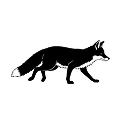 elegant black fox silhouette transparent background for modern projects