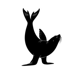 elegant black seal silhouette transparent background for design projects