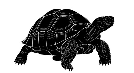 Fototapeta premium elegant black tortoise silhouette transparent background for minimalist designs