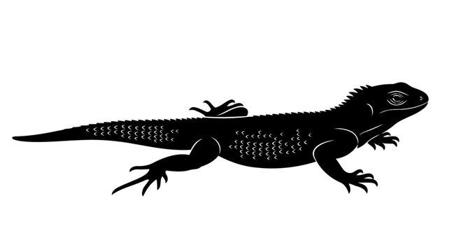 elegant black lizard silhouette transparent background for minimalist designs