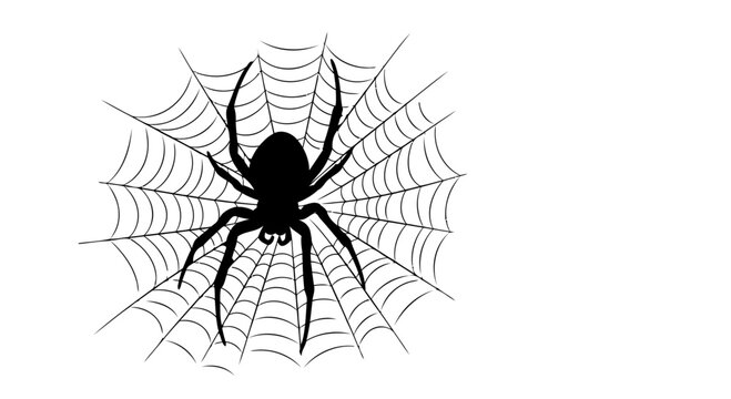 elegant black spiderweb and spider silhouette transparent background for minimalist designs