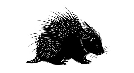 Obraz premium elegant porcupine silhouette transparent vector for modern design projects
