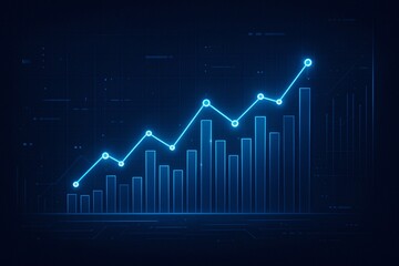 vibrant blue data chart design, high tech themed with dark gradient abstract background